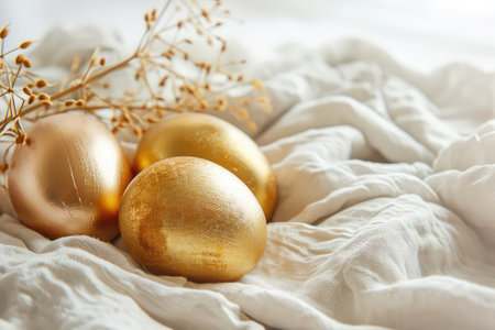 Stylish golden eggs easter conceptの素材