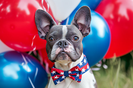 A dog for the Independence Day of the USAの素材