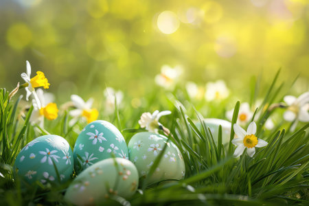 Easter egg hunting background.の素材
