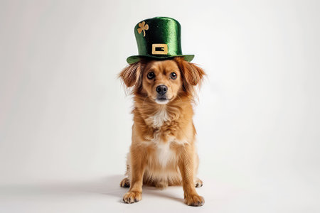 Cute dog in leprechaun hatsの素材