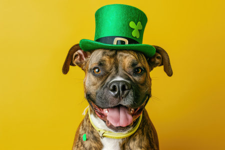 Cute dog in leprechaun hatsの素材
