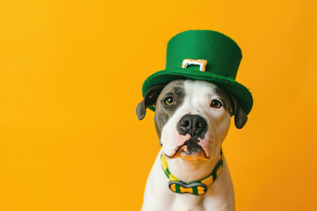 Cute dog in leprechaun hatsの素材