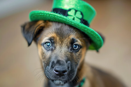 Cute dog in leprechaun hatsの素材