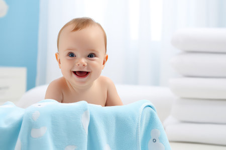 Baby after bathingの素材