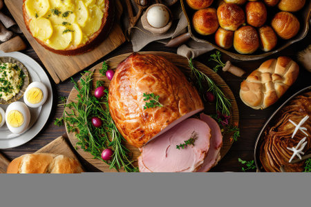 Traditional Easter dinner or brunchの素材