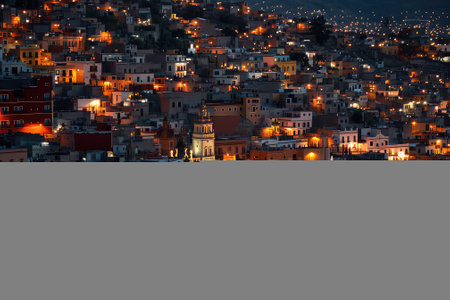 Night city with cactus in the background in the cityの素材