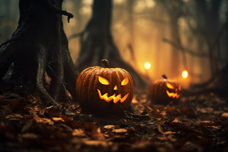 Halloween design with pumpkinsの素材
