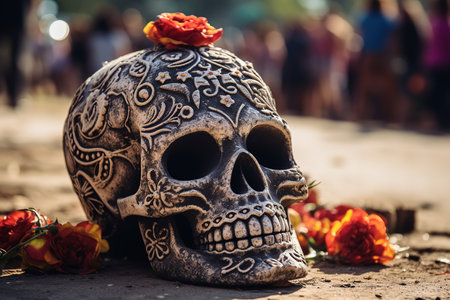 Painted skull for the Mexican Day of the Dead.の素材