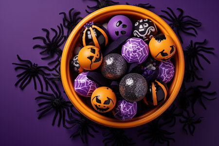 Candy and spider treats for Halloweenの素材