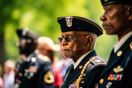 Veterans and soldiers on Veterans Memorial Dayの素材