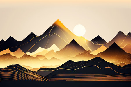 Abstract background of mountains.Beautiful print for your decor and design. Generative aiの素材