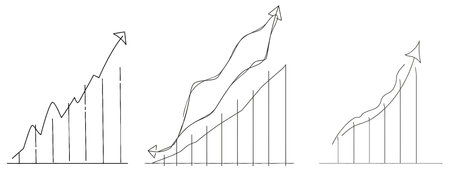 One continuous line drawing of graph iconのイラスト素材