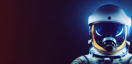 The light falls on a man in a protective astronaut suit. 3D rendering