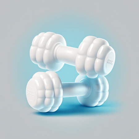 Dumbbells for sports Isolated on white background. Cartoon mimal soft style. 3d illustrationの写真素材