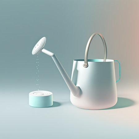 Watering can for watering plants Isolated on white background. Cartoon mimal soft style. 3d illustrationの写真素材