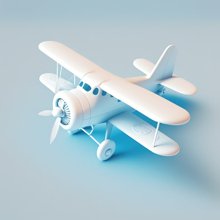 small passenger plane Isolated on white background. Cartoon mimal soft style. 3d illustrationの写真素材