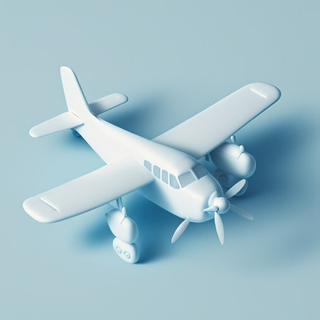 small passenger plane Isolated on white background. Cartoon mimal soft style. 3d illustrationの写真素材