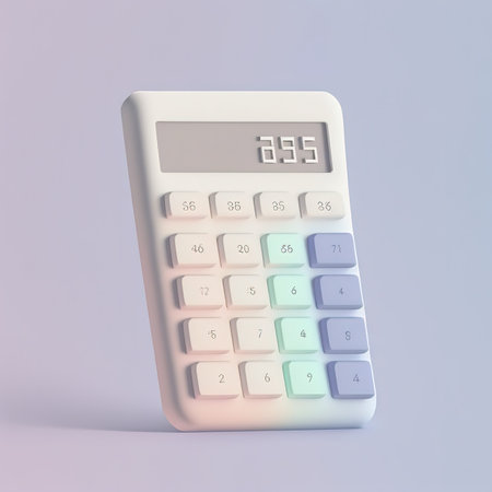 Big calculator for calculations Isolated on white background. Cartoon mimal soft style. 3d illustrationの写真素材