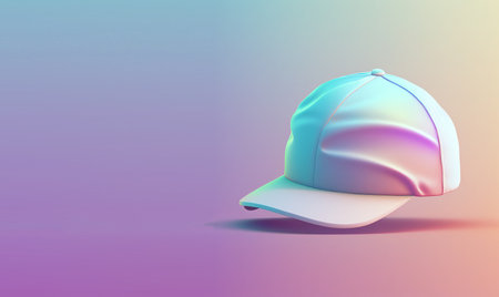 Funny, ultra soft College cap isolated on pink background. Pastel colors. Colorful poster and banner. Cartoon minimal air style. 3D illustrationの写真素材