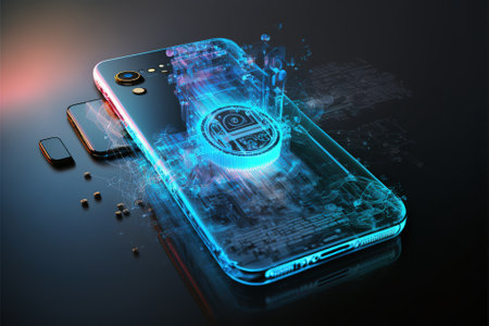 Phone mobile application development concept. Futuristic modern 3d illustration
