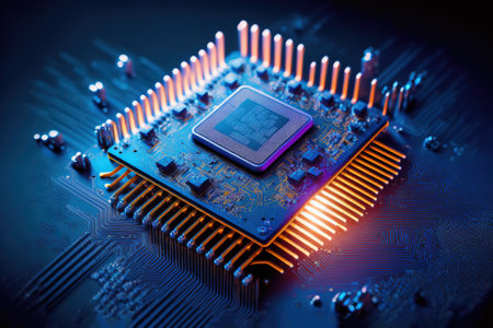Technology electronic manufacturing of crystal semiconductor chip. Futuristic modern 3d illustration