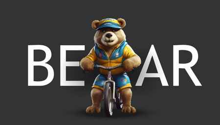Bear in a suit on a bicycle. Vector illustrationのイラスト素材