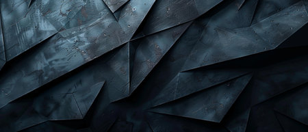 This is a modern black blue abstract background. Minimal. Color gradient. Dark. Web banner. Geometric shape. 3D effect. Lines stripes triangles. Design. Futuristic. Cut paper or metal effect. Luxury.の素材