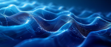 Abstract glowing circle lines on dark blue background. Geometric stripe line art design. Shiny blue lines. Futuristic technology concept. For posters, covers, banners, brochures and websites.の素材
