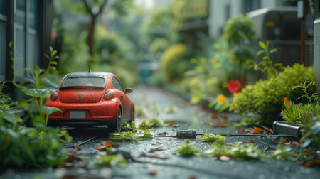 Climate change reduction through the use of renewable energy, electric transportation, and tree planting.の素材