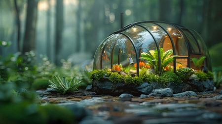 A green house with an abstract environmental background.の素材