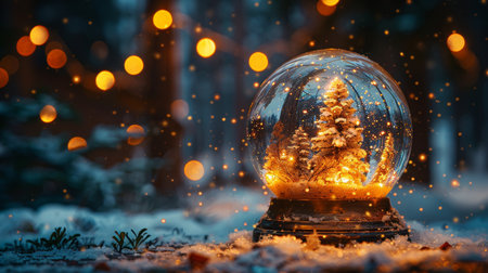 A snowglobe in the eve of Christmas - Wish Concept - Abstract Defocused Backgroundの素材