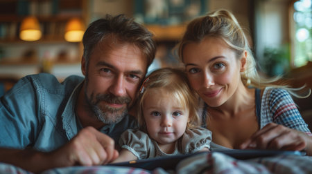 An alternative energy, resource-saving, and sustainable lifestyle concept with a father and his little daughter.の素材