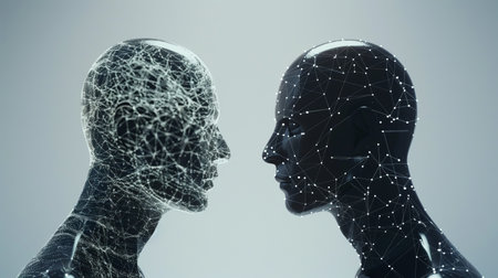 Concept of technology and humans. Artificial intelligence (AI). Communication network.の写真素材