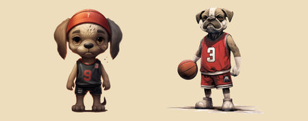 Playful Interaction: Adorable Cartoon Puppy and Robot Engaging in a Spirited Game