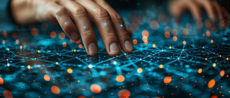 Managing customer relationships, Businessman uses computer with global customer network technology,...