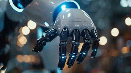 A man using AI technology to control smart robots, and Innovation for providing online access to information and data, and technology for the future,の写真素材