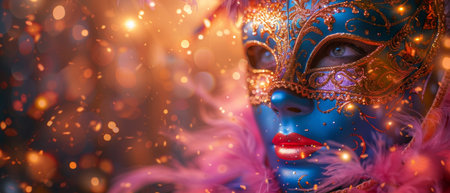 Masquerade Mask With Bokeh Lights On Abstract Defocused Background - Carnivalの写真素材