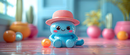 The alphabet C is illustrated in 3D with a cute hat.