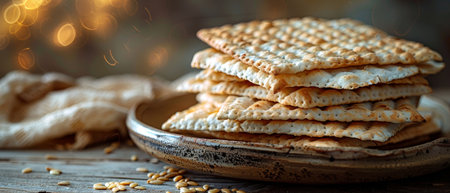 The Passover plate, matza with kipah symbols Pesah