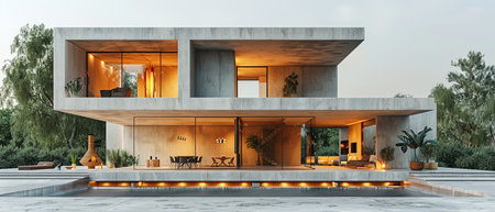 Detailed rendering of a modern house, illustrating a real estate concept.