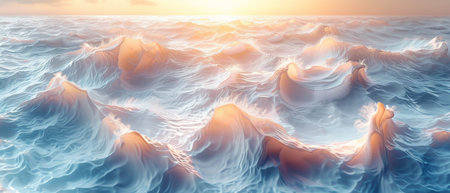 Abstract 3D Rendered Wallpaper Background with a Top-View of the Shoreline and Gentle Wavesの写真素材
