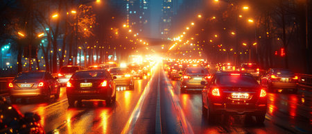 Driving lights at night. Long exposureの写真素材