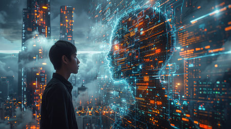 Using the internet and technology for working with AI, Artificial Intelligence. Using the command...