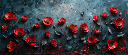 Paintings in the modern style, abstract, metal elements, textures, flowers, and plantsの写真素材