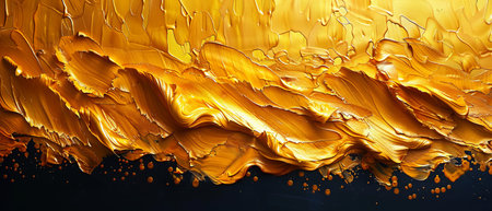 A print with a golden texture. Light oil painting on canvas. Brushstrokes of paint. Abstract art...