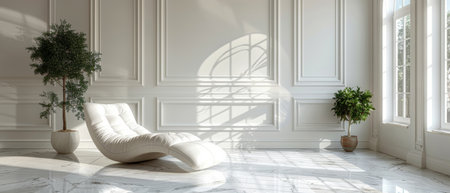 Living room with bright interior in 3D