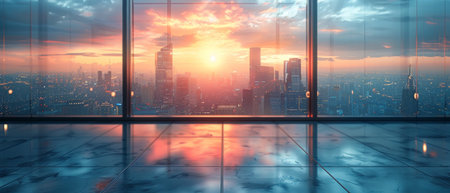 The cityscape of modern times and an empty floor