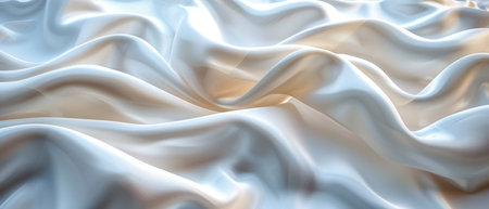 White silk ephemeral ballet: A beautiful abstract style wallpaper background created by a three-dimensional rendering of waving silk fabricの写真素材