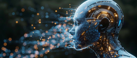 An AI tech shows a virtual graphic on the global Internet connecting ChatGpt Chat with AI,...