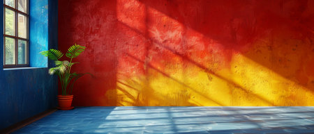 The wall will have a colorful background and a hard falling shadow. The shadow will be applied in 3D.の写真素材